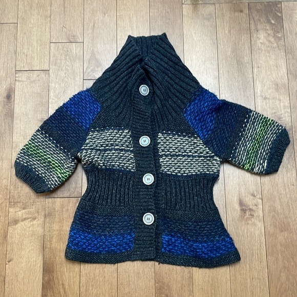 Free People Napoli Cardigan Sweater Wool Button Front Short Sleeve chunky knit S - Picture 5 of 11